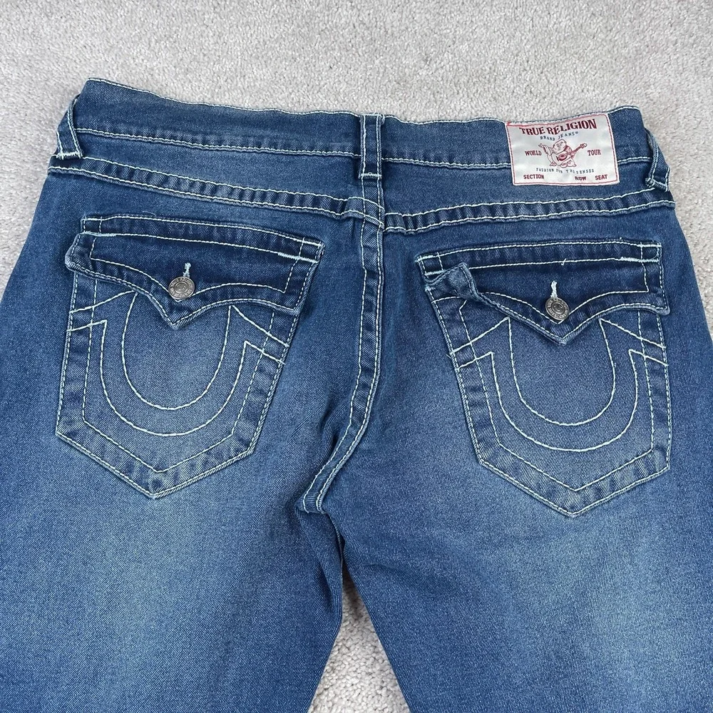 True Religion Jeans Mens 36x31 Blue Geno Relaxed Slim Flap Pockets Stretch Denim